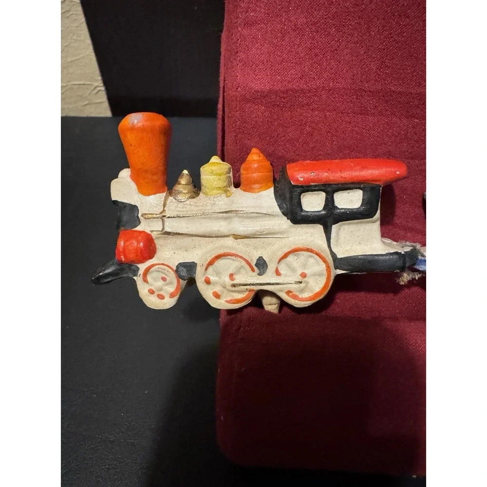 Vtg Menschik Goldman Ceramic Birthday Cake Candle Train Topper Orig Box 50s 60's